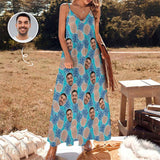 Custom Face Pineapple Straps Slip Dress Sleeveless Summer Dress Personalized Women's Long Slip Dress