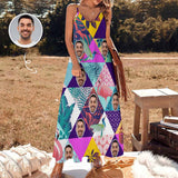Custom Face Triangle Stitching Straps Slip Dress Sleeveless Summer Dress Personalized Women's Long Slip Dress