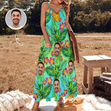 Custom Face Tropical Plants Straps Slip Dress Sleeveless Summer Dress Personalized Women's Long Slip Dress