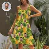Custom Face Yellow Pineapple Beach Sling Skirt Personalized Sundress Women's Dress