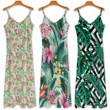 Flamingo Flowers&Leaves Summer Dress Straps Slip Dress Sleeveless Beach Dress Women's Long Slip Dress Gift for Her