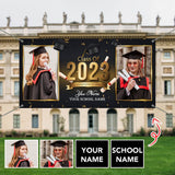 Custom Photo&Name Black Congratulations Class Of 2023 Graduation Banner Graduation Gift