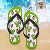 Custom Face Green Cactus Flip Flops For Both Man And Woman Funny Gift For Vacation,Wedding Ideas For Guests