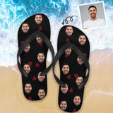 Custom Face Personalized Love Heart Flip Flops Beach Souvenir Gift Applique Beach Life Gift For Boyfriend And Girlfriend