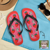Custom Face Strawberry Flip Flops For both Men And Women Beach Souvenir Gift Applique Beach Life Gift For Boyfriend And Girlfriend