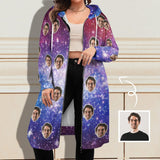 Custom Face Women's Full Zip Hoodie Design Starry Sky Long Sleeve Personalized Long Hoodie with Pockets