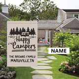 Custom Name Happy Campers Garden Flag