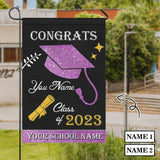 Custom Photo&Name Black and Purple Class Of 2023 Graduation Garden Flag Graduation Gift Decorations