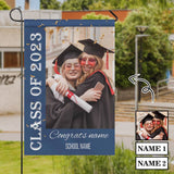 Custom Photo&Name Blue Class Of 2023 Graduation Garden Flag Graduation Gift Decorations