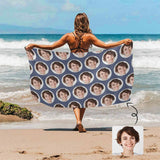 Custom Face Blue Round Bubble Beach Towel Quick-Dry Sand-Free Super Absorbent Non-Fading Beach&Bath Towel