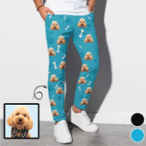 Custom Pet Face Dog Bone Paw Print Men's Casual Jogger Athletic Long Pants Casual Trousers