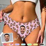 Custom Face Underwear for Her Personalized Multi Face Multicolor Thongs Panty Women's Lingerie Gifts for Girlfriend & Wife