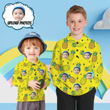 Custom Face Yellow Pineapple Boys' Long Sleeve Polo Shirt