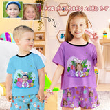 Little Kids Pajamas Custom Face Rabbit Easter Nightwear Personalized Short Sleeve Pajama Set For Boys&Girls 2-7Y