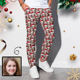 Custom Seamless Face Christmas Red Hat Men's Casual Jogger Athletic Long Pants Casual Trousers