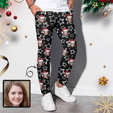 Custom Face Christmas Hat Star Men's Casual Jogger Athletic Long Pants Casual Trousers
