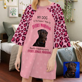Custom Pet Face Pink Leopard Print Pajamas for Women's Oversized Sleep Tee Personalized Women's Loose Nightshirt Sleepwear
