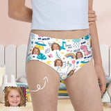 Custom Face Rainbow Dinosaur Girl's Underwear Cotton Brief Panties