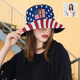 Custom Face Stars Stripes Unisex Bucket Boonie Hat