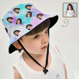 Custom Face Blue Purple Tie Dye Kid's Bucket Boonie Hat