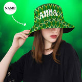 Custom Name Deep Green Clover Unisex Bucket Boonie Hat