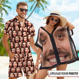 Couple Hawaiian Swimsuit Cover Up Set Cruise Outfit Custom Face My Lover Hawaiian Shirt Set&Cover Up