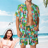 Custom Face on Hawaiian Set Tropical Fruit Beach Holiday Hawaiian Shirt & Shorts Set Add Your Own Custom Photo Design Shirt