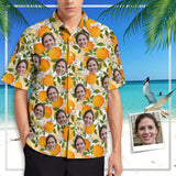 Couple Matching Shirt&Dress Custom Face Oranges Shirt Men Front Pocket Beach Shortsleeve Pocket Hawaiian Shirt Boyfriend Gift For Him