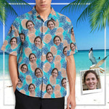 Couple Matching Shirt&Dress Custom Face Pineapples Shirt Men Front Pocket Beach Shortsleeve Pocket Hawaiian Shirt Boyfriend Gift For Him