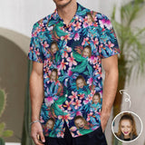 Custom Face Tropical Aloha Casual Shirt Men Front Pocket Shortsleeve Beach Pocket Hawaiian Shirt Honeymoons For Him