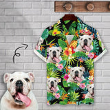 Personalized Cuban Collar Shirt with Dog Face Pineapple Leaves Create Your Own Hawaiian Shirt for Husband or Boyfriend