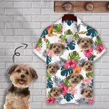 Personalized Cuban Collar Shirt with Dog Face Tropical Flower Create Your Own Hawaiian Shirt for Husband or Boyfriend
