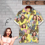 Personalized Cuban Collar Shirt with Face Yellow Zebra Create Your Own Hawaiian Shirt for Husband or Boyfriend