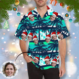 Custom Face Christmas Coconut Tree Men's All Over Print Hawaiian Shirt