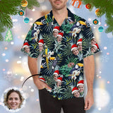 Custom Face Christmas Flower Parrot Men's All Over Print Hawaiian Shirt