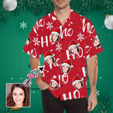 Custom Face Christmas Ho Red Men's All Over Print Hawaiian Shirt