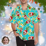 Custom Face Christmas Pineapple Flower Men's All Over Print Hawaiian Shirt