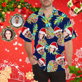 Custom Face Christmas Pineapple Men's All Over Print Hawaiian Shirt