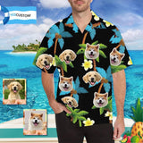 Custom Face Hawaiian Shirt Pet Blue Coconut Tree Pesonalized Men's All Over Print Hawaiian Shirt for Birthday Gift
