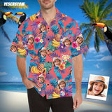 Custom Hawaiian Shirts with Face Banana&Pineapple Design Your Own Aloha Shirt Birthday Party Giftt