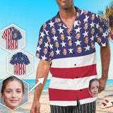 Custom Hawaiian Shirts with Girlfriend Face American Flag Aloha Shirt Birthday Vacation Party Gift for Him