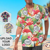 Custom Hawaiian Shirts with Logo Hawaiian Style Flamigo Photo Tropical Aloha Shirt Birthday Vacation Party Gift