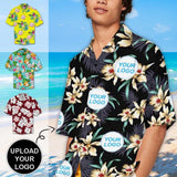 Custom Hawaiian Shirts with Logo Yellow Small Flower Customize Men's All Over Print Hawaiian Shirt Gift for Him