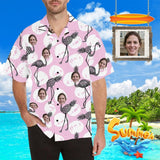 Custom Image Hawaiian Shirt with Face Funny Flamingo Create Your Own Hawaiian Shirt Face Aloha Shirt Gift