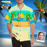 Custom Image Hawaiian Shirt with Girlfriend Face Sea Beach Design Your Own Hawaiian Shirt for Him