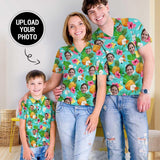 Custom Image Hawaiian Shirt with Photo Pineapple Flower Unisex & Teenage Tropical Aloha Shirt