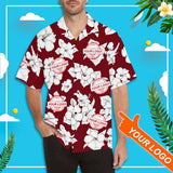 Custom Logo Hawaiian Shirts Sketch Flower Create Your Own Hawaiian Shirt Special Birthday Gift for Him