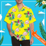Custom Logo Hawaiian Shirts Yellow Sky Parrot Custom Aloha Shirts Tropical Printing Aloha Shirt