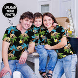 Custom Photo Hawaiian Shirts Photo Blue Coconut Tree Unisex & Teenage Hawaiian Shirt Birthday Aloha Shirt