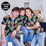 Custom Photo Hawaiian Shirts Photo Blue Pineapple Unisex & Teenage Create Your Own Aloha Shirt